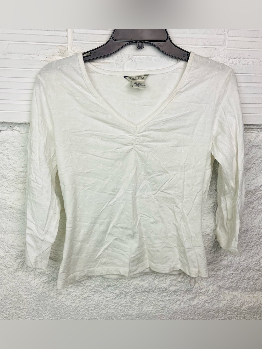 Liz Claiborne White V-Neck Ruched Women's Top